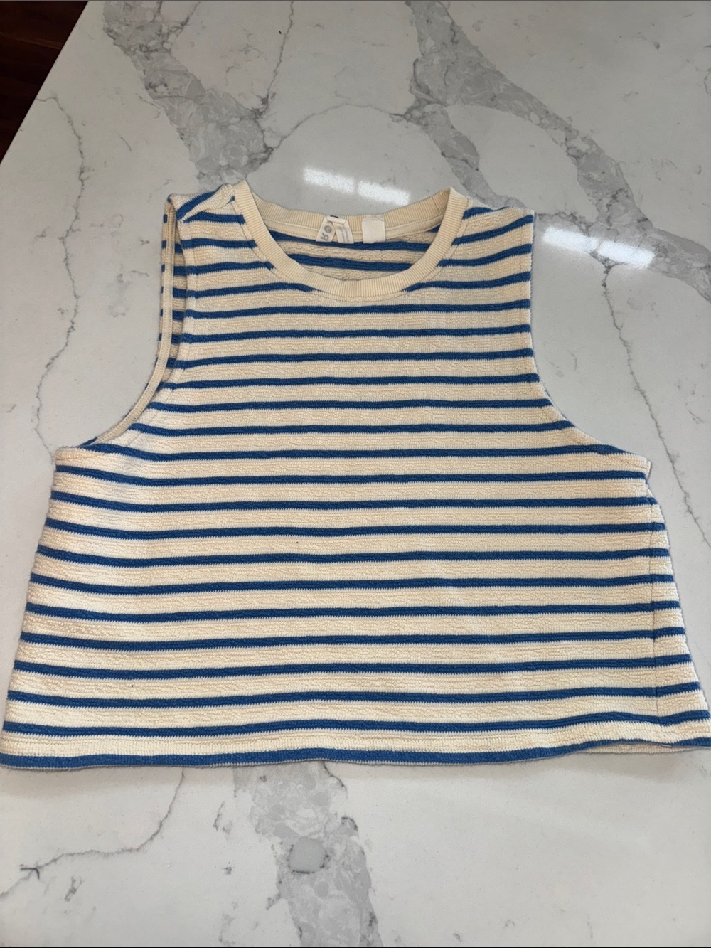 Roxy Blue and Cream Striped Knit Tank Top